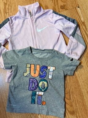 Nike Kids Gray Just Do It Tee and Light Pink Jacket Set Size 3T